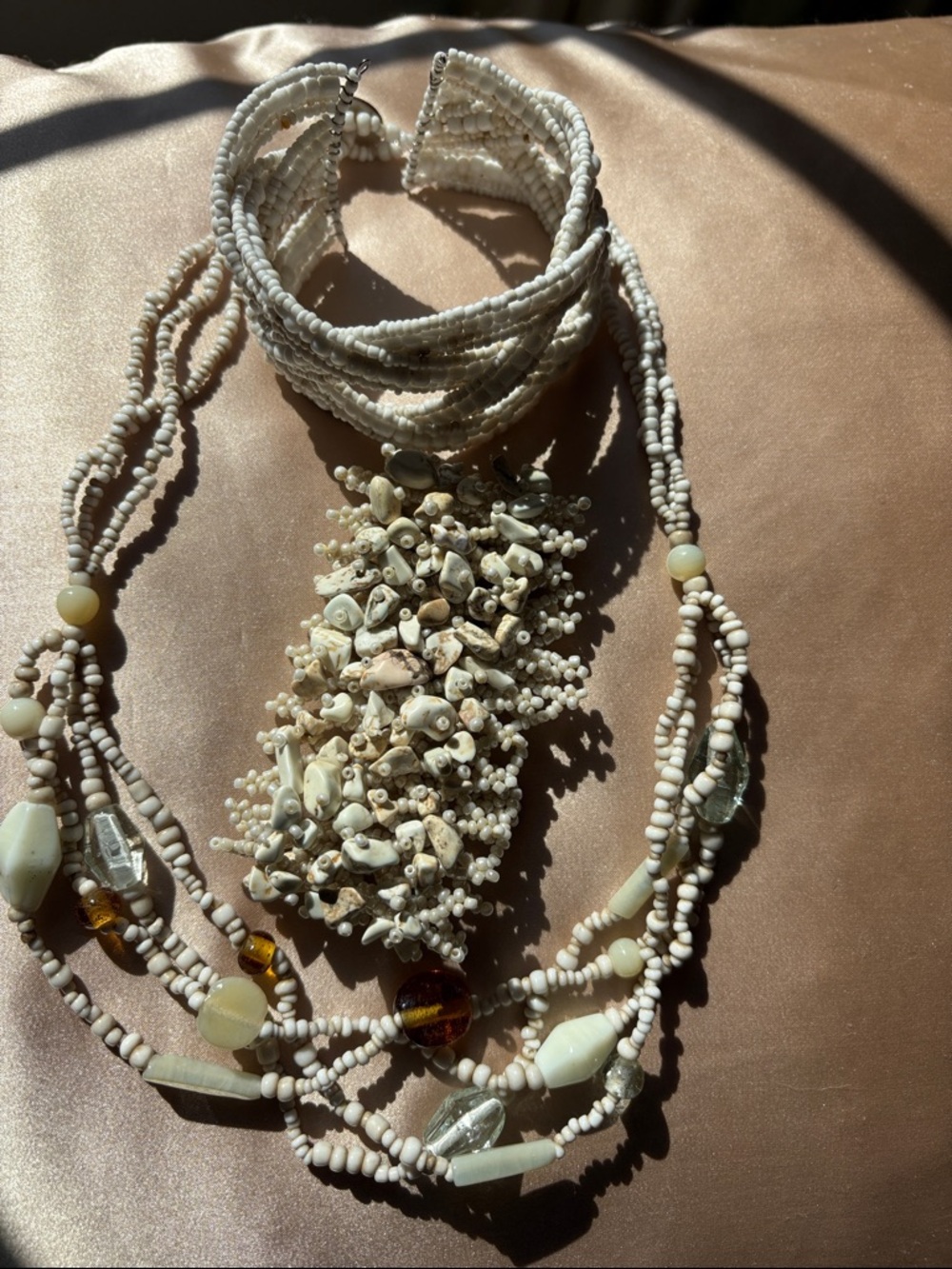 Collection of Summer Beaded Multi-Strand Necklace and Two Bracelets - Picture 5 of 5